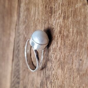 Size 6 R220 freshwater pearl ring 💍‎ sterling silver 925